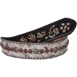 B721 - Roan Hair Studded Tooled Belt
