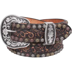 B757 - Brown Vintage Tooled Belt