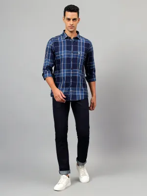 Men's Blue Checked Casual Full Sleeves Shirt