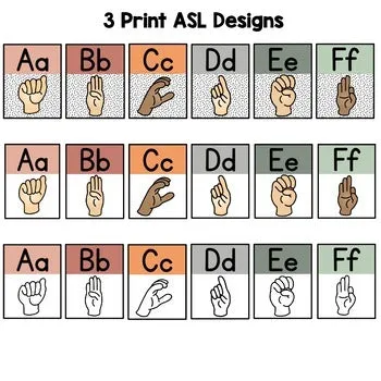 Modern Boho ASL Alphabet Poster | Neutral Classroom Decor | Print | Cursive